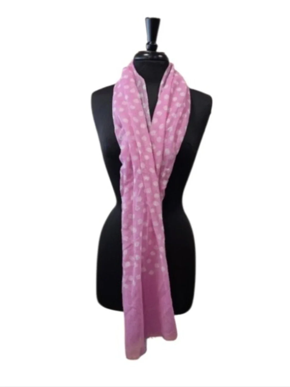 Pine Cone Hill Pink Polka Dot Scarf Luxury Knit Wool & Silk Coastal Vacation
